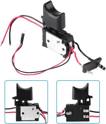 Electric Drill Switch, 7.2 V - 24 V Electric Power Tool, Lithium Battery Cordless Replacement Drill Speed Control Trigger Switch with Small Light Black Plastic and Metal in Saudi Arabia