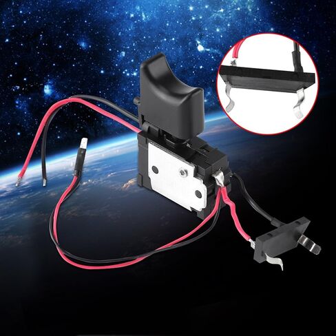 Electric Drill Switch, 7.2 V - 24 V Electric Power Tool, Lithium Battery Cordless Replacement Drill Speed Control Trigger Switch with Small Light Black Plastic and Metal in Saudi Arabia