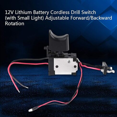 Electric Drill Switch, 7.2 V - 24 V Electric Power Tool, Lithium Battery Cordless Replacement Drill Speed Control Trigger Switch with Small Light Black Plastic and Metal in Saudi Arabia