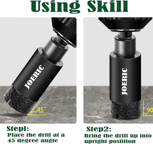 JOERIC Black 1/4" Dry Diamond Drill Bits Set, 10 PCS 6mm Diamond Core Drill Bit with Storage Bottle for Granite Marble Tile Ceramic Stone Glass (Not for Wood), Including hex Shank and Round Shank in Kuwait