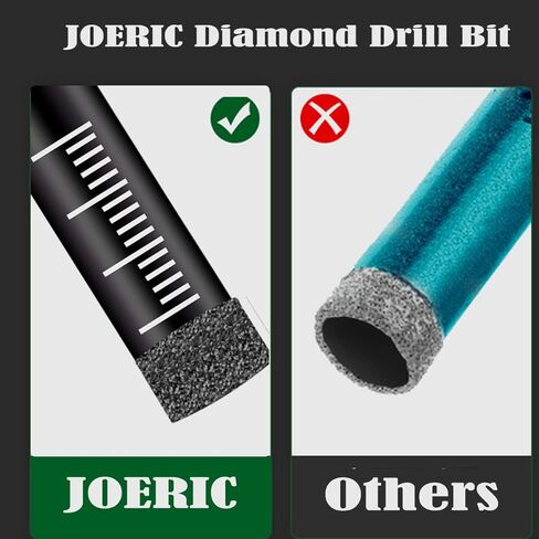 JOERIC Black 1/4" Dry Diamond Drill Bits Set, 10 PCS 6mm Diamond Core Drill Bit with Storage Bottle for Granite Marble Tile Ceramic Stone Glass (Not for Wood), Including hex Shank and Round Shank in Kuwait
