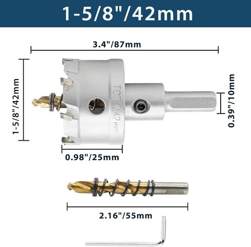 Rierdge 3/4" / 19mm Heavy Duty Carbide Hole Saw with 2Pcs Titanium Pilot Drill Bits, Hole Cutter for Cutting Iron, Copper, Stainless Steel, Aluminum, Plastic in Saudi Arabia