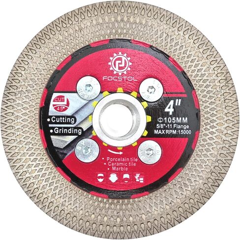 FOCSTOL Diamond Tile Saw Blade - 4.5''(115mm) Cutting & Grinding Disc Wheel for Porcelain Ceramic Tile Marble Granite Artificial Stone with X Mesh Rim for Angle Grinder in Kuwait