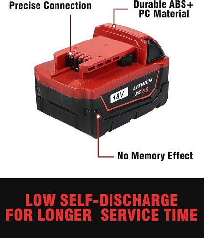 عبوتان بديلتان من Bslite لبطارية Milwaukee M18 6.5Ah 48-11-1862 المتوافقة مع أدوات بطارية Milwaukee 18V والشاحن (أحمر) in Kuwait