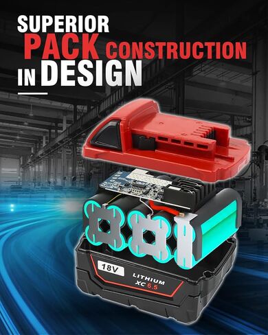 عبوتان بديلتان من Bslite لبطارية Milwaukee M18 6.5Ah 48-11-1862 المتوافقة مع أدوات بطارية Milwaukee 18V والشاحن (أحمر) in Kuwait