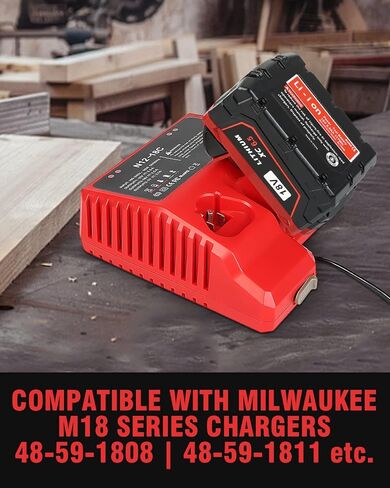 عبوتان بديلتان من Bslite لبطارية Milwaukee M18 6.5Ah 48-11-1862 المتوافقة مع أدوات بطارية Milwaukee 18V والشاحن (أحمر) in Kuwait