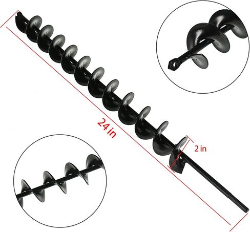 marddpair Earth Auger Bit Auger Drill Bit 24 Inch Length 2 Inch Width Repid Planter, Yard Gardening Planting Bulbs Auger, Post or Umbrella Hole Digger for 3/8 Inch Hex Drive Drill in Saudi Arabia