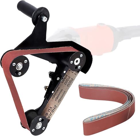 SI FANG Tube Belt Sander Attachment Adapter with 5Pcs Sanding Belts, Angle Grinder Converted to Belt Sander Grinder, 5/8-11 Thread for Polishing Rust Removal Stainless Steel Pipe, Wood Metal Working in Saudi Arabia
