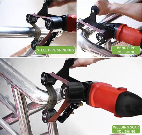 SI FANG Tube Belt Sander Attachment Adapter with 5Pcs Sanding Belts, Angle Grinder Converted to Belt Sander Grinder, 5/8-11 Thread for Polishing Rust Removal Stainless Steel Pipe, Wood Metal Working in Saudi Arabia