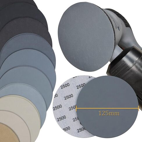30PCS 5 inch No Hole #400-#7000 Wet Dry Sanding Discs 400 800 1000 1200 1500 2000 2500 3000 5000 7000 Grit Sandpaper Compatible for Random Orbital Sanders (#400-#7000 10Kind Grit Each 3PCS) in Kuwait