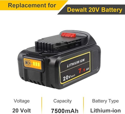 BATTOOL 2 حزمة 7500 مللي أمبير DCB206 بطارية بديلة لبطارية ديوالت 20 فولت ليثيوم ماكس XR DCB200 DCB201 DCB203 DCB204 DCB206 DCB181 DCB180 أدوات كهربائية لاسلكية in Kuwait