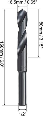 uxcell 16.5mm Reduced Shank Drill Bit HSS 6542 Black Oxide with 1/2 Inch Straight Shank in Saudi Arabia