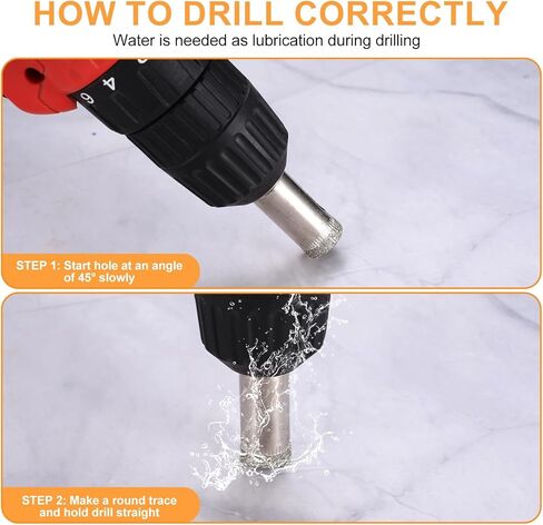 JuWangYing Diamond Drill Bits, 10 Pcs Glass Drill Bits, Diamond Hole Saw Kit, Tile Hole Saw for Ceramic Tile Porcelain Marble Stone Bottles - 1/4" 5/16" 3/8" 1/2" 9/16" 5/8" 11/16" 4/5" 7/8" 1-1/5" in Kuwait