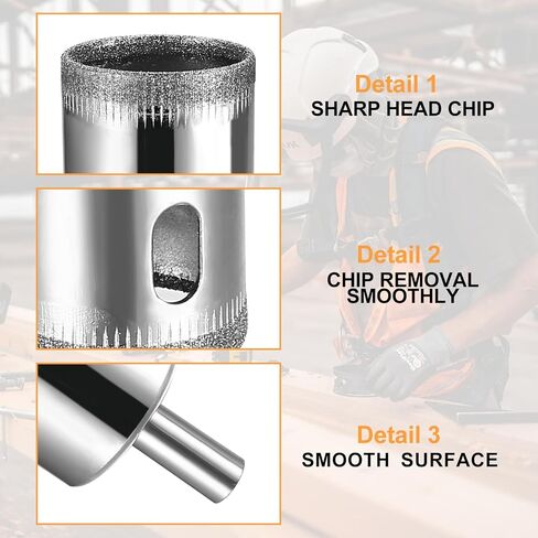 JuWangYing Diamond Drill Bits, 10 Pcs Glass Drill Bits, Diamond Hole Saw Kit, Tile Hole Saw for Ceramic Tile Porcelain Marble Stone Bottles - 1/4" 5/16" 3/8" 1/2" 9/16" 5/8" 11/16" 4/5" 7/8" 1-1/5" in Kuwait