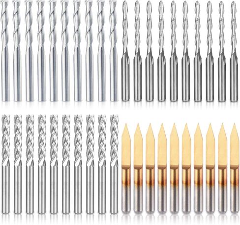 مجموعة أدوات طحن نهاية HQMaster مجموعة أدوات قطع وطحن باستخدام الحاسب الآلي (4 أنواع، كل 10 قطع) in Kuwait
