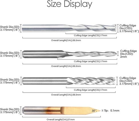مجموعة أدوات طحن نهاية HQMaster مجموعة أدوات قطع وطحن باستخدام الحاسب الآلي (4 أنواع، كل 10 قطع) in Kuwait
