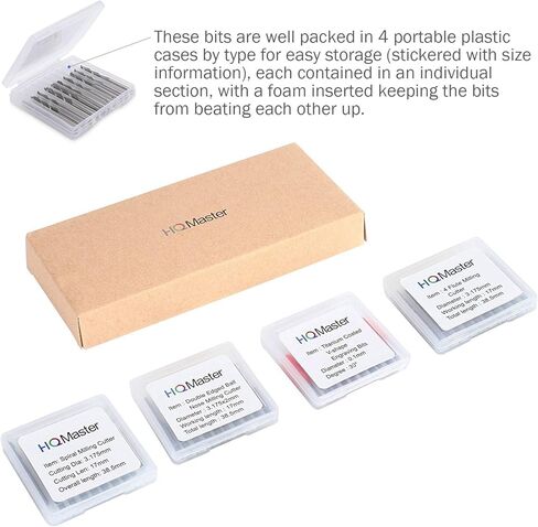 مجموعة أدوات طحن نهاية HQMaster مجموعة أدوات قطع وطحن باستخدام الحاسب الآلي (4 أنواع، كل 10 قطع) in Kuwait