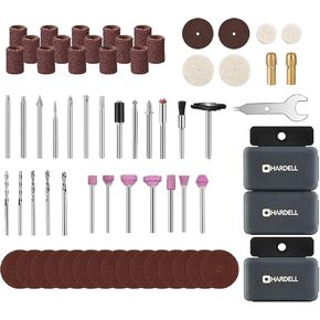 هارديل مجموعة ملحقات ادوات دوارة 64 قطعة، لقم ادوات دوارة كهربائية مقاس 1/8 انش، ملائمة عالمية لسهولة الحفر والصنفرة والطحن والشحذ والتلميع والقطع والنقش in Kuwait