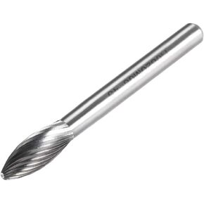 uxcell Tungsten Carbide Rotary Files 1/4" Shank, Single Cut Flame Shape Rotary Burrs Tool 6mm Dia, for Die Grinder Drill Bit Alloy Steel Hard Metal Carving Polishing Model Engineering