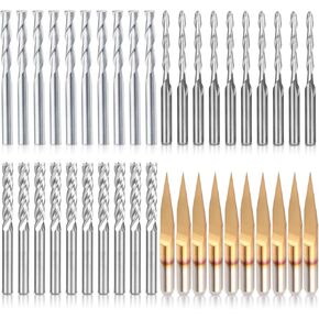 مجموعة أدوات HQMaster مجموعة أدوات طحن القطع باستخدام الحاسب الآلي (4 أنواع، كل 10 قطع) بما في ذلك مطحنة نهاية مسطحة/كروية، مطحنة نهاية أربعة مزامير و10 قطع نقش على شكل حرف V in Kuwait