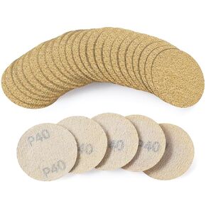 S SATC 100PCS 2 Inch Sanding Disc Hook and Loop Sandpaper 60 Grit Grinder Rotary Tools Attachment Aluminum Oxide Sanding Discs for Woodworking Wood Automotive Metal No-Hole