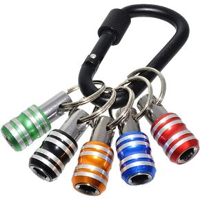 ALLOMN 6PCS Portable Bit Holder, 1/4 inch Hex Shank Screwdriver Bits Retainer, Extension Bar Keychain Screw Adapter Drill with Black Carabiner, Hand held Bit Holder for Drill Bit,Gift for Men in Kuwait