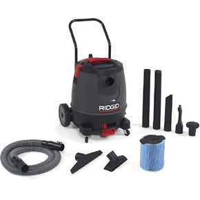 RIDGID 50338 1650RV Motor-on-Bottom Wet Dry Vacuum, 16-Gallon Shop Vacuum with Cart, 6.5 Peak HP Motor, Large Wheels, Pro Hose, Drain, Blower Port Red in Saudi Arabia
