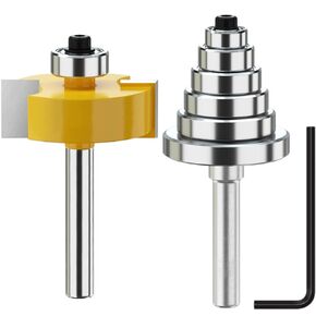 1/2 Inch Shank Rabbet Router Bit with 6 Bearings Set -1/8", 1/4", 5/16", 3/8", 7/16", 1/2" Interchangeable Bearings for Solid Wood Particle Board Plywood in Saudi Arabia