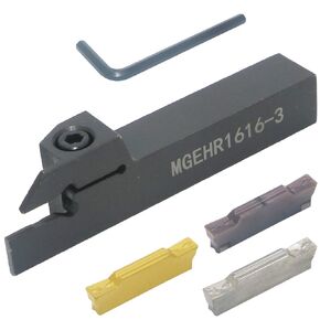 CNC Lathe Grooving Tool Holder MGEHR1616-3(0.63 Inch), with Three MGMN300 Cemented Carbide Blades. Yellow Processed Steel, Fuchsia Processed Stainless Steel, Silver Processed Aluminum Alloy. (3mm) in Saudi Arabia