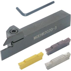 CNC Lathe Grooving Tool Holder MGEHR1616-3(0.63 Inch), with Three MGMN300 Cemented Carbide Blades. Yellow Processed Steel, Fuchsia Processed Stainless Steel, Silver Processed Aluminum Alloy. (3mm) in Kuwait