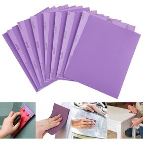 15 Sheets Sandpaper 800 Grit Waterproof Sand Paper Purple Wet Dry Abrasive Paper 9 x 11 Inches White Fused Alumina Sanding Paper for Wood Drywall Metal Resin Polishing Grinding Automotive Sanding