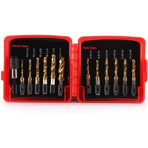 مجموعة لقم الحفر والصنبور من ANPTGHT، مجموعة لقم الصنبور المطلية بالتيتانيوم 13 قطعة SAE ومجموعة لقم الصنبور المترية مع محول التغيير السريع لحفر الخيط اللولبي والتنصت على إزالة الأزيز والغرق in Kuwait