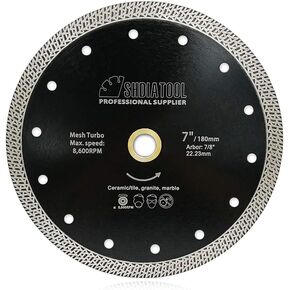 SHDIATOOL Diamond Saw Blade Cutting Disc Cutter on Angle Grinder for Porcelain Tile Ceramic Granite Marble Brick 6 Inch Bore 7/8 inch
