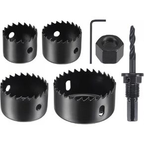 uxcell Bi-Metal Hole Saw Set, 1-1/4" (32mm) 1-1/2" (38mm) 1-3/4" (44mm) 2-1/8" (54mm) HSS(High Speed Steel) Hole Cutter Drill Bit for Metal Wood Plastic PVC Board Black 4pcs