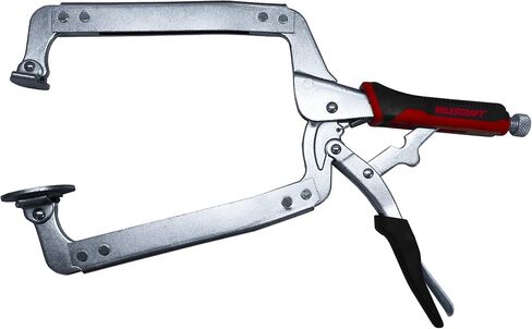 Milescraft 4003 8in Face Clamp – Heavy Duty, Locking, C-Clamp with Adjustable Swivel Pads, for Pocket Hole Joinery, Wood Projects, Welding and More in Saudi Arabia