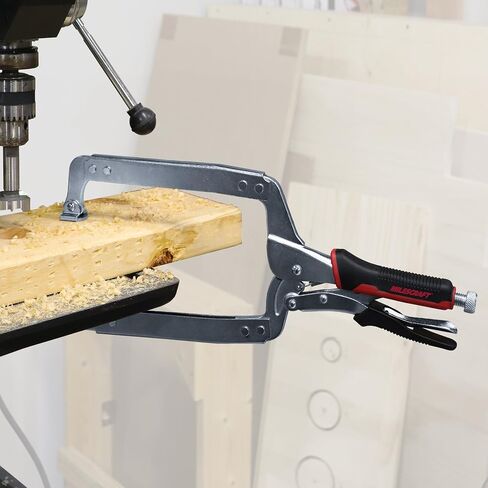 Milescraft 4003 8in Face Clamp – Heavy Duty, Locking, C-Clamp with Adjustable Swivel Pads, for Pocket Hole Joinery, Wood Projects, Welding and More in Saudi Arabia