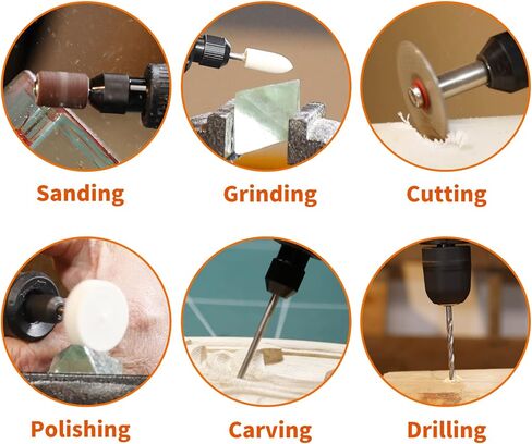 هارديل مجموعة ملحقات ادوات دوارة 64 قطعة، لقم ادوات دوارة كهربائية مقاس 1/8 انش، ملائمة عالمية لسهولة الحفر والصنفرة والطحن والشحذ والتلميع والقطع والنقش in Kuwait