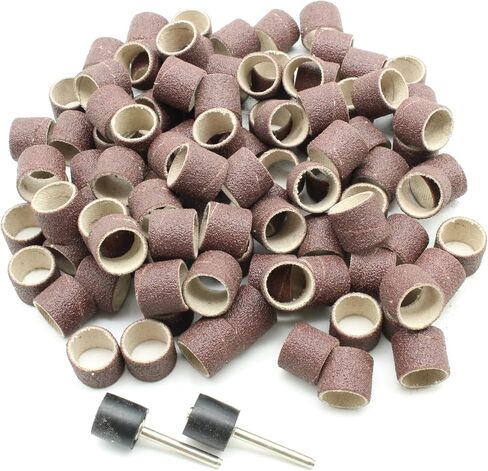 TMAX 100 pc 1/2 Inch Sand Drum Grit 120 Medium with 2 pc 1/8 Inch Mandrel for Dremel Rotary Tools in Saudi Arabia