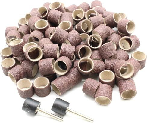 TMAX 100 pc 1/2 Inch Sand Drum Grit 120 Medium with 2 pc 1/8 Inch Mandrel for Dremel Rotary Tools in Saudi Arabia