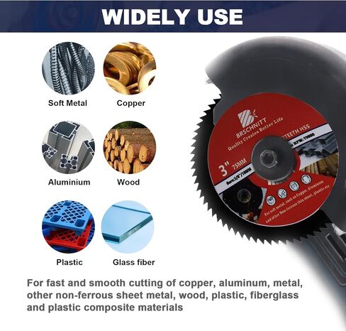 HSS Circular Saw Blade 3inch - BRSCHNITT 3pcs 72T 10mm Bore Cutting Discs for Wood, Copper, Aluminum, Plastic and Soft Metal in Saudi Arabia
