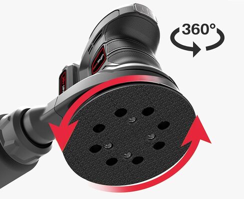 Powertough SA002 ماكينة سنفرة مدارية عشوائية لاسلكية 20 فولت، سرعة 6 خطوات مع بطارية 2.0 أمبير وشاحن سريع قطعة واحدة عجلة سنفرة 125 و6 قطع ورق سنفرة 125 مم مع كيس غبار in Kuwait