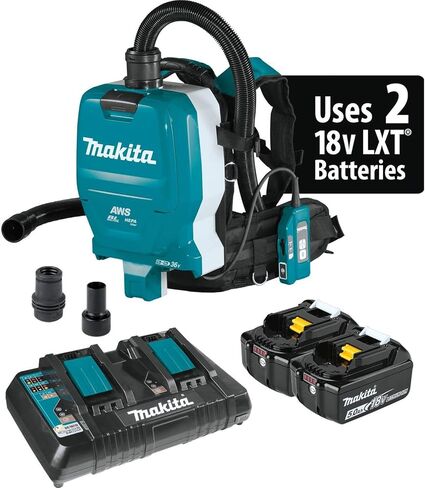 Makita XCV10ZX 18V X2 LXT® Lithium-Ion (36V) Brushless Cordless 1/2 Gallon HEPA Filter Backpack Dry Dust Extractor, AWS™ Capable, Tool Only in Saudi Arabia