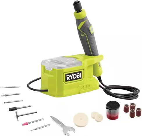 Rotary Tool Kit Bundle with Ryobi18V Cordless Precision Craft Rotary Tool, 37 Piece Accessory Kit, Buho Tool Pouch, 1.5Ah Battery and 18-Volt Charger - Perfect for Light Duty Hobby and Craft Projects in Kuwait