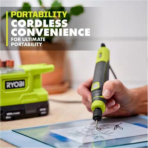 Rotary Tool Kit Bundle with Ryobi18V Cordless Precision Craft Rotary Tool, 37 Piece Accessory Kit, Buho Tool Pouch, 1.5Ah Battery and 18-Volt Charger - Perfect for Light Duty Hobby and Craft Projects in Kuwait