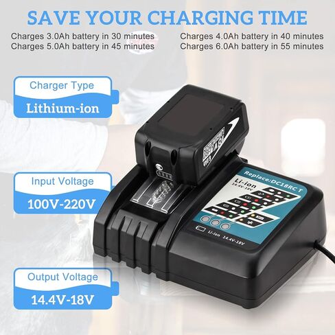 7A DC18RC Replacement Charger for Makita 18 Volt Charger Rapid Battery Charger Compatible with Makita 14.4V-18V Li-ion Battery BL1415 BL1430 BL1815 BL1820B BL1830B BL1840B BL1850B BL1860B in Saudi Arabia