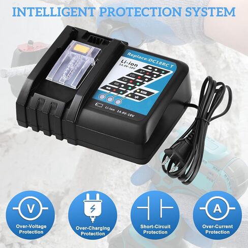 7A DC18RC Replacement Charger for Makita 18 Volt Charger Rapid Battery Charger Compatible with Makita 14.4V-18V Li-ion Battery BL1415 BL1430 BL1815 BL1820B BL1830B BL1840B BL1850B BL1860B in Saudi Arabia
