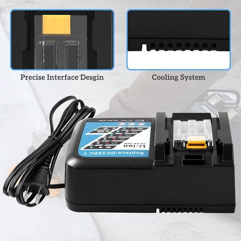 7A DC18RC Replacement Charger for Makita 18 Volt Charger Rapid Battery Charger Compatible with Makita 14.4V-18V Li-ion Battery BL1415 BL1430 BL1815 BL1820B BL1830B BL1840B BL1850B BL1860B in Saudi Arabia