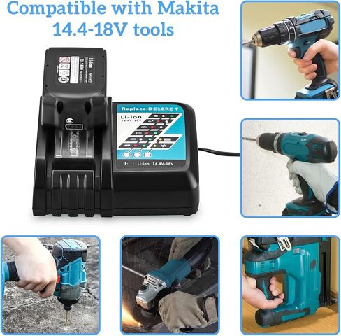 7A DC18RC Replacement Charger for Makita 18 Volt Charger Rapid Battery Charger Compatible with Makita 14.4V-18V Li-ion Battery BL1415 BL1430 BL1815 BL1820B BL1830B BL1840B BL1850B BL1860B in Saudi Arabia