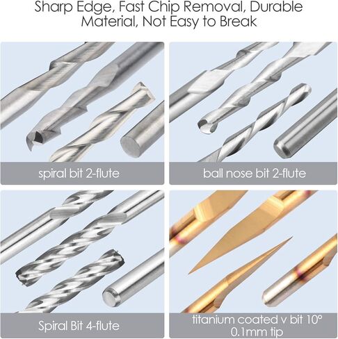 مجموعة أدوات HQMaster مجموعة أدوات طحن القطع باستخدام الحاسب الآلي (4 أنواع، كل 10 قطع) بما في ذلك مطحنة نهاية مسطحة/كروية، مطحنة نهاية أربعة مزامير و10 قطع نقش على شكل حرف V in Kuwait