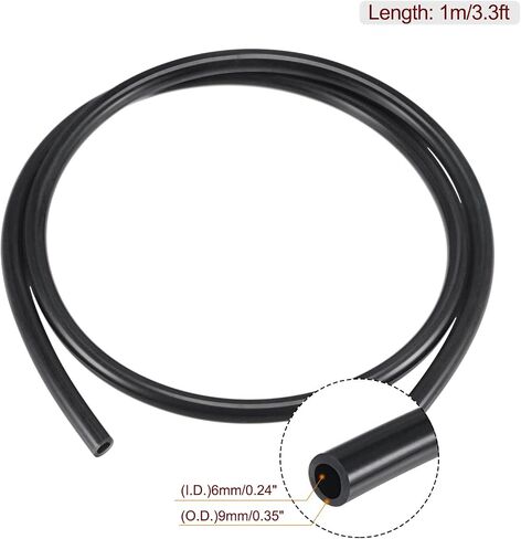 MECCANIXITY خرطوم أنابيب السيليكون 1/4 "ID 3/8" OD 3.3ft أسود لأنبوب هواء خرطوم المياه in Kuwait